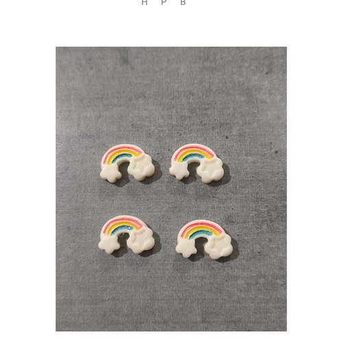 Lot de 4 cabochons en résine en forme d'arc en ciel