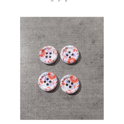 Lot de 4 boutons en bois
