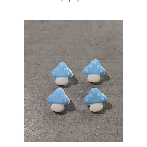 Lot de 4 boutons à anneaux en forme de champignon