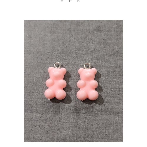 Lot de 2 breloques acryliques oursons