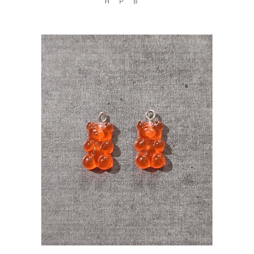 Lot de 2 breloques acryliques oursons