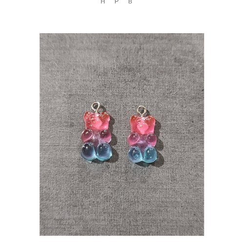 Lot de 2 breloques acryliques oursons