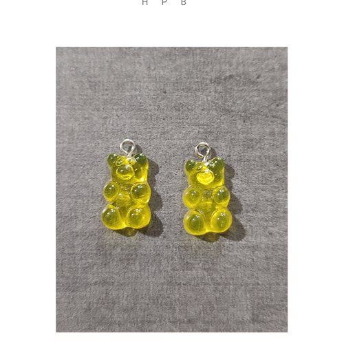 Lot de 2 breloques acryliques oursons