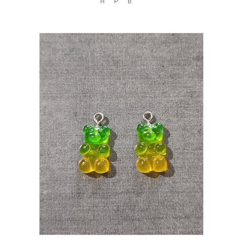 Lot de 2 breloques acryliques oursons