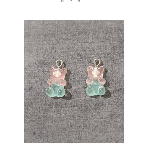 Lot de 2 breloques acryliques oursons