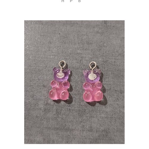 Lot de 2 breloques acryliques oursons