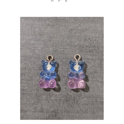Lot de 2 breloques acryliques oursons