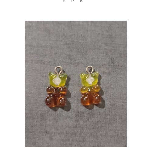 Lot de 2 breloques acryliques oursons