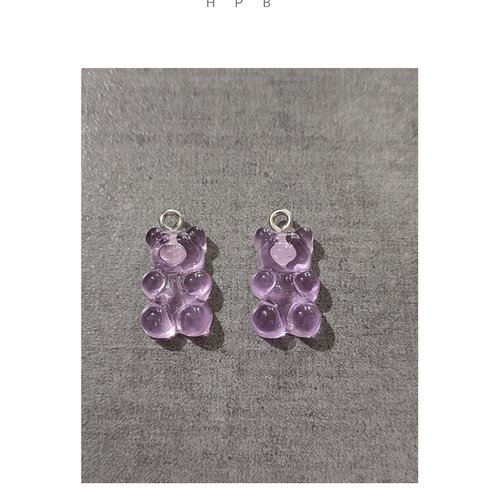 Lot de 2 breloques acryliques oursons