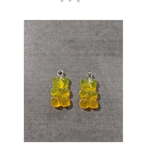 Lot de 2 breloques acryliques oursons