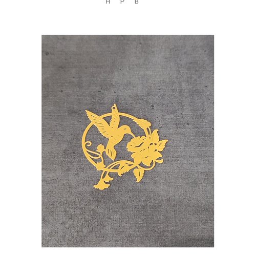 Estampe oiseau et fleurs en laiton