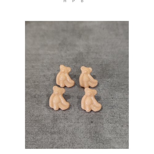 Lot de 4 boutons à anneaux en forme d'ourson