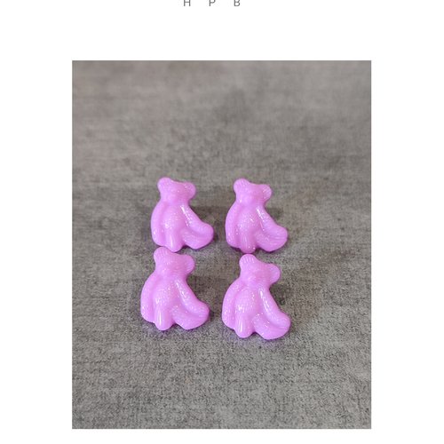 Lot de 4 boutons à anneaux en forme d'ourson