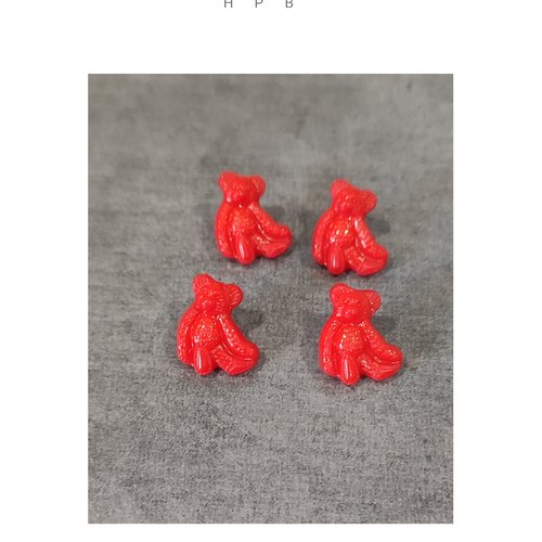 Lot de 4 boutons à anneaux en forme d'ourson