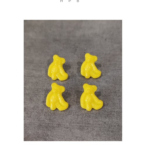 Lot de 4 boutons à anneaux en forme d'ourson