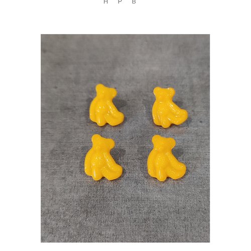 Lot de 4 boutons à anneaux en forme d'ourson