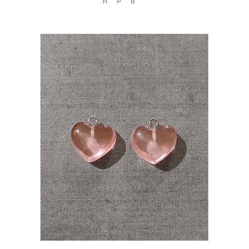 Lot de 2 breloques résine coeurs