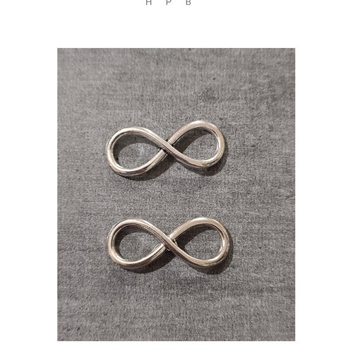 Lot de 2 breloques infini en métal argenté