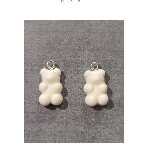 Lot de 2 breloques acryliques oursons