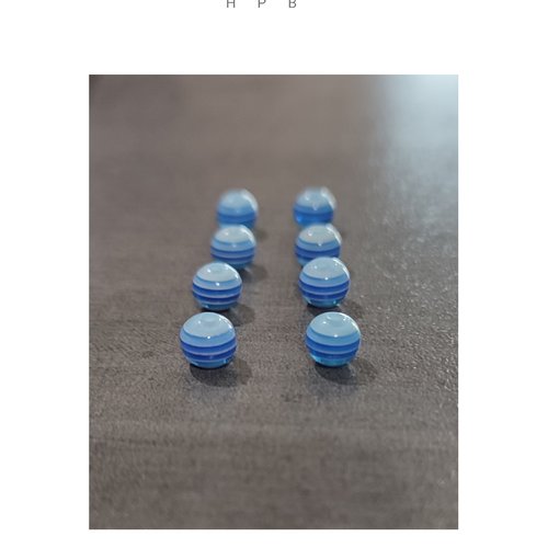 Lot de 8 perles rondes acryliques à rayures