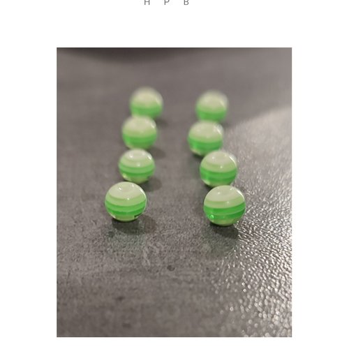 Lot de 8 perles rondes acryliques à rayures