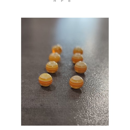 Lot de 8 perles rondes acryliques à rayures