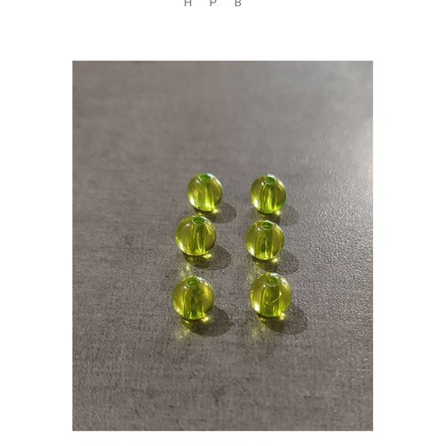 Lot de 6 perles rondes acryliques 8 mm