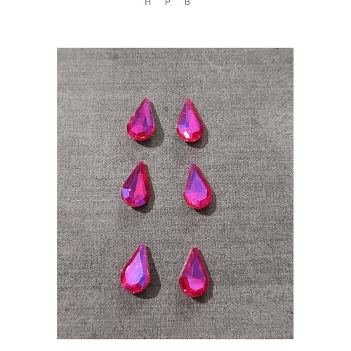 Lot de 6 cabochons gouttes en verre