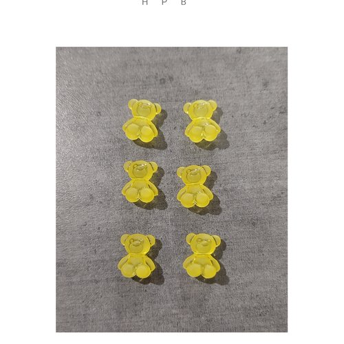 Lot de 6 perles acryliques oursons