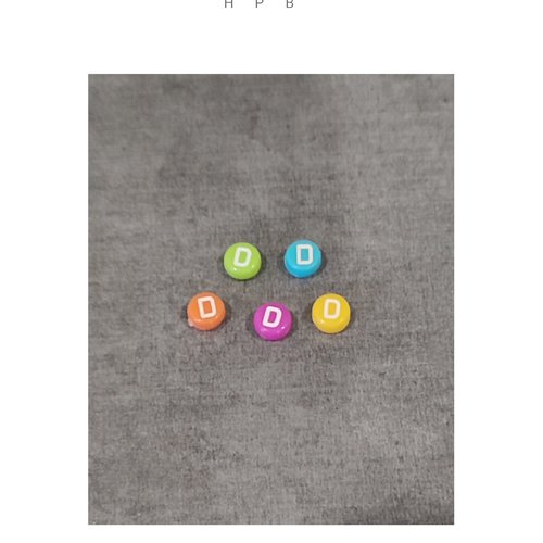 Lot de 5 perles alphabet  "d"