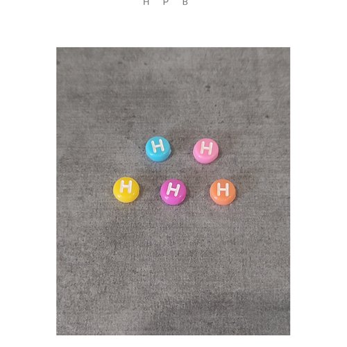 Lot de 5 perles alphabet  "h"