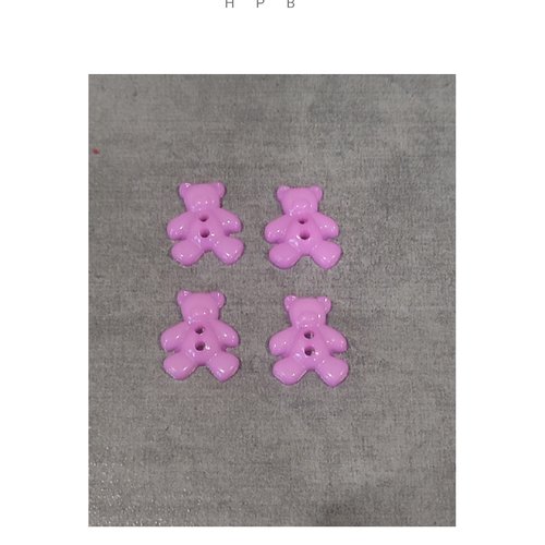 Lot de 4 boutons oursons