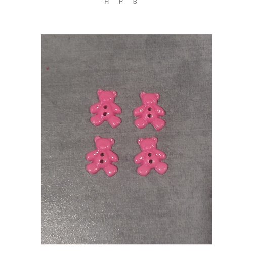 Lot de 4 boutons oursons