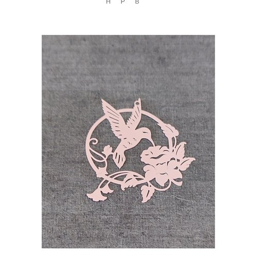 Estampe oiseau et fleurs en laiton