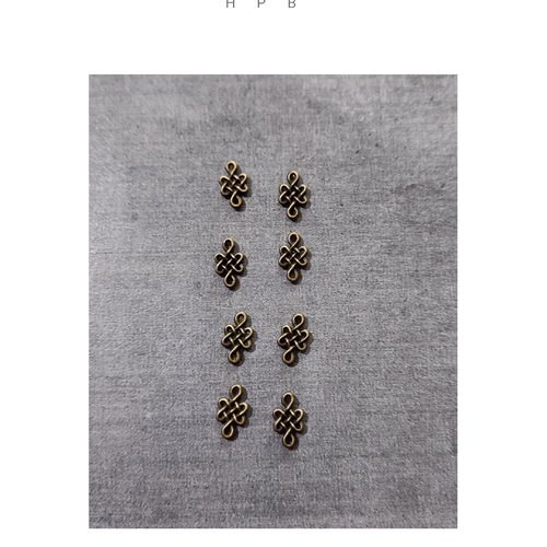 Lot de 8 breloques/connecteurs en métal bronze