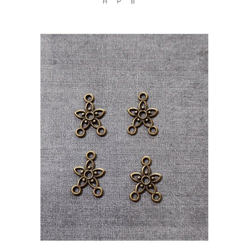 Lot de 4 breloques/connecteurs en métal bronze