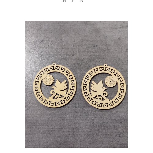 Lot de 2 grandes breloques en bois
