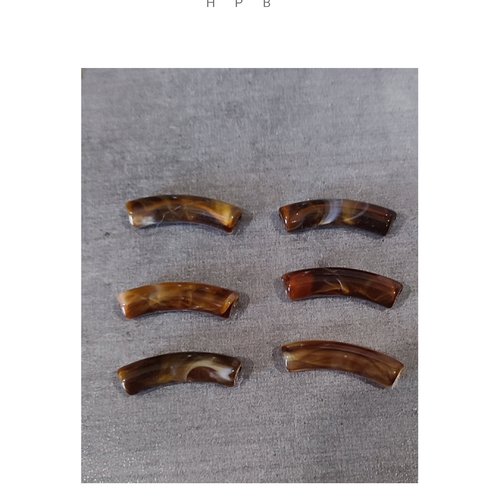 Lot de 6 perles acryliques tubes courbés