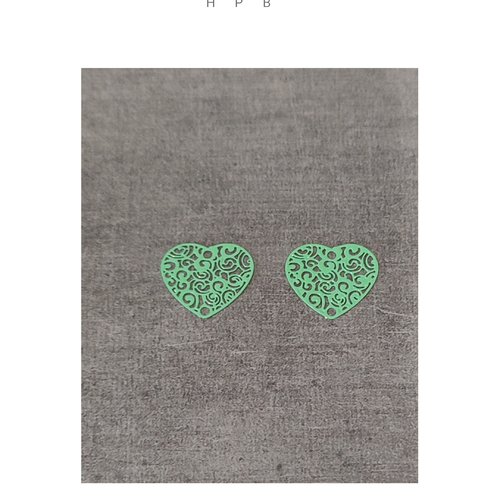 Lot de 2 petites estampes en laiton en forme de coeur