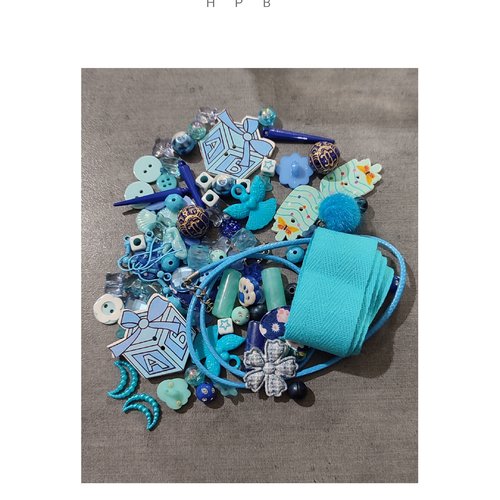 Assortiment de 100 éléments coloris bleu,turquoise