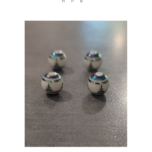 Lot de 4 perles en verre 10 mm