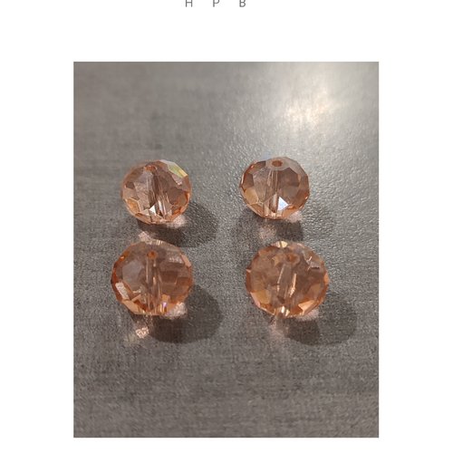 Lot de 4 perles donuts à facettes en verre