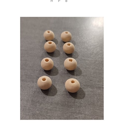 Lot de 8 perles rondes 10  mm en bois