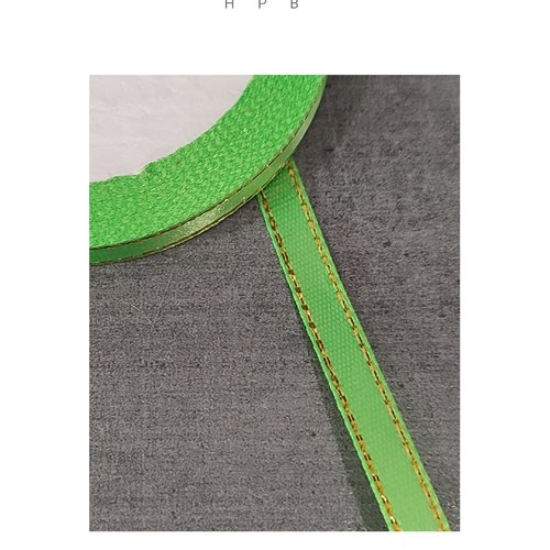 1 mètre de ruban satin 6 mm vert et or