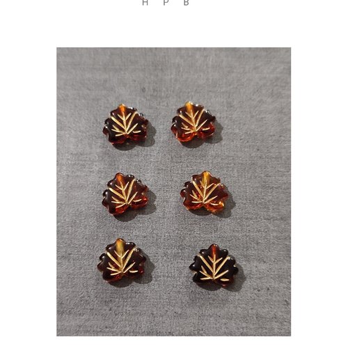 Lot de 6 perles acryliques feuilles
