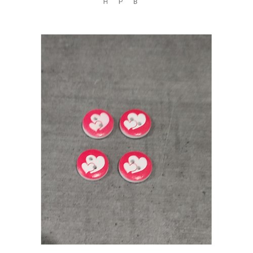 Lot de 4 boutons en bois motif coeurs