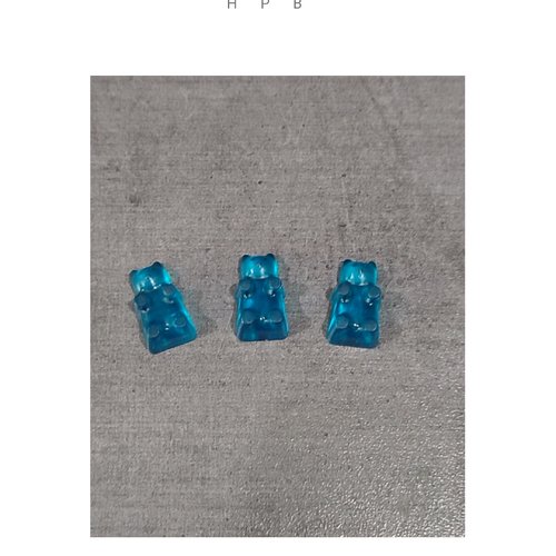 Lot de 3 cabochons ourson en résine époxy