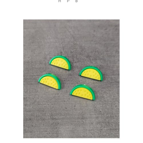 Lot de 4 boutons à anneaux en forme de fruit