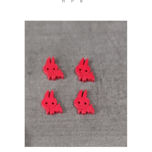 Lot de 4 boutons en bois lapins