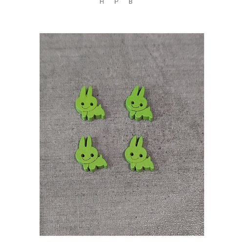 Lot de 4 boutons en bois lapins